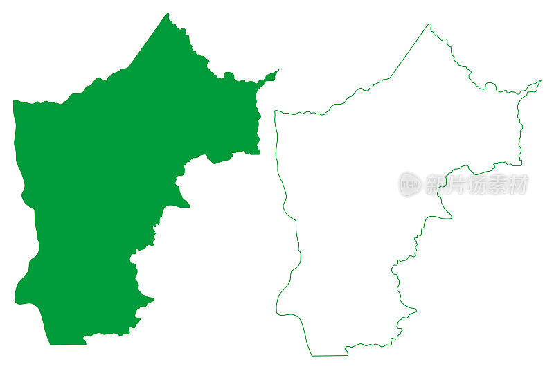 Quiterianopolis市(Ceará state, municipality of Brazil, federal Republic of Brazil)地图矢量插图，涂鸦草图Quiterianópolis地图